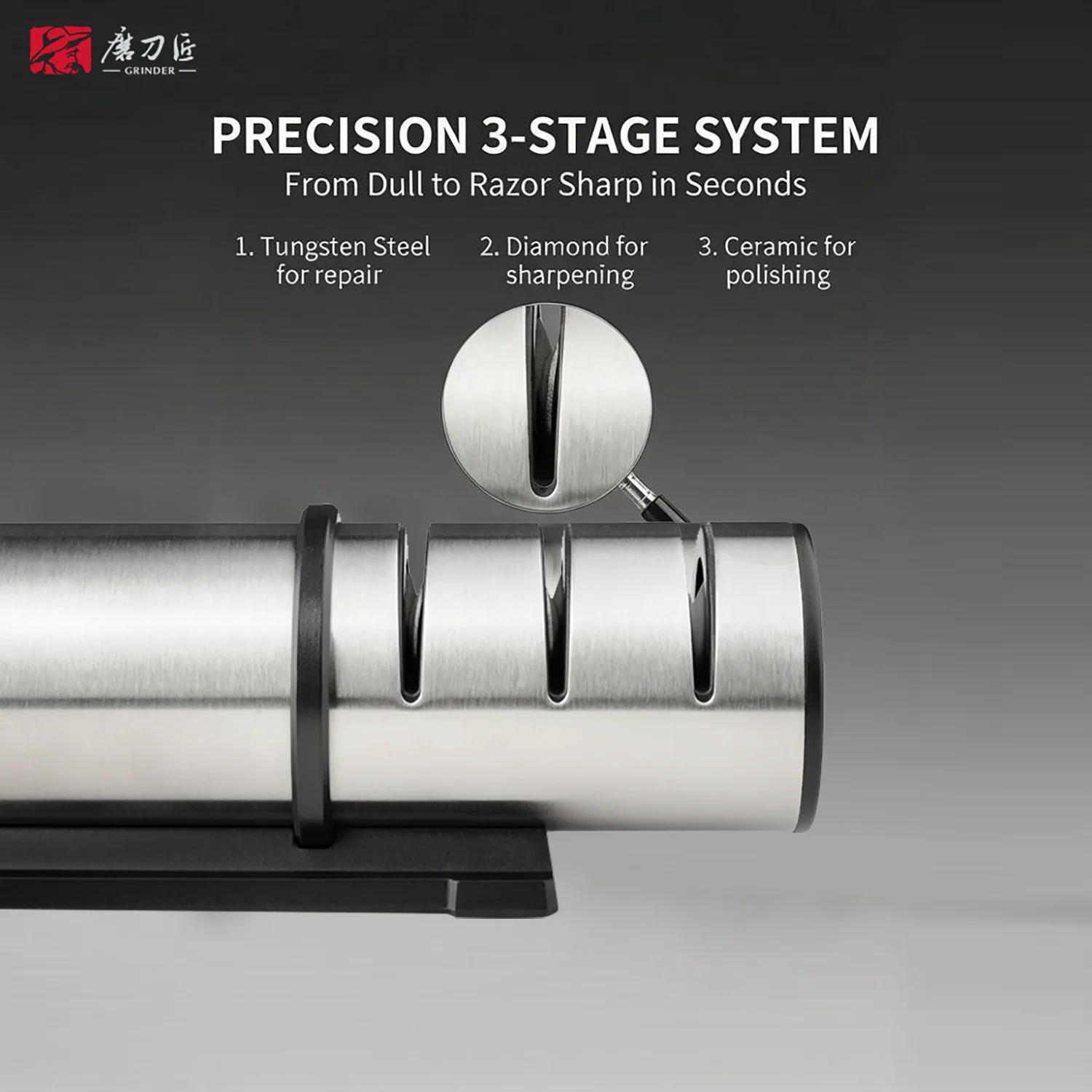 

Professional Knife Sharpener, Diamond & Ceramic Dual-Slot Design, Suitable for Kitchen Knives, Quickly Restores Sharpness