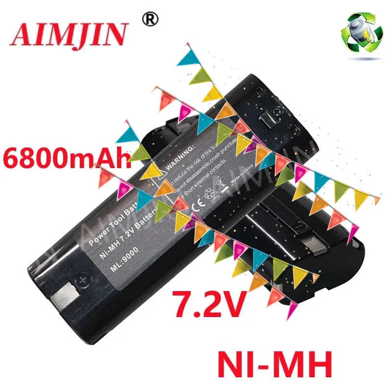 

Replacement For Makita 7.2V 6.8Ah Ni-Mh Battery 7000 7002 7033, 6010D 6018D 6073D 6172D DA3000D 6019D 9500D DA301D ML702
