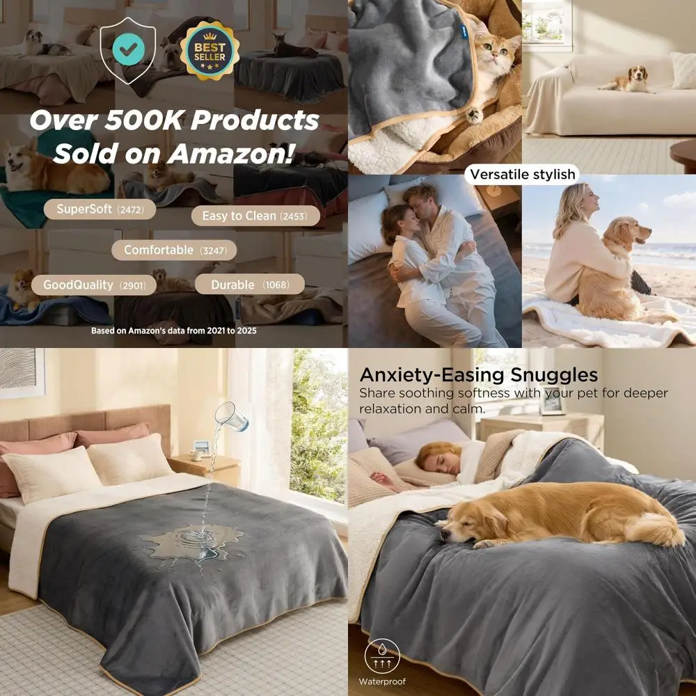 

Водонепроницаемое флисовое одеяло из шерпы King Size, большое покрывало для собачьей кровати, двусторонняя защита для дивана, 108x86 серый