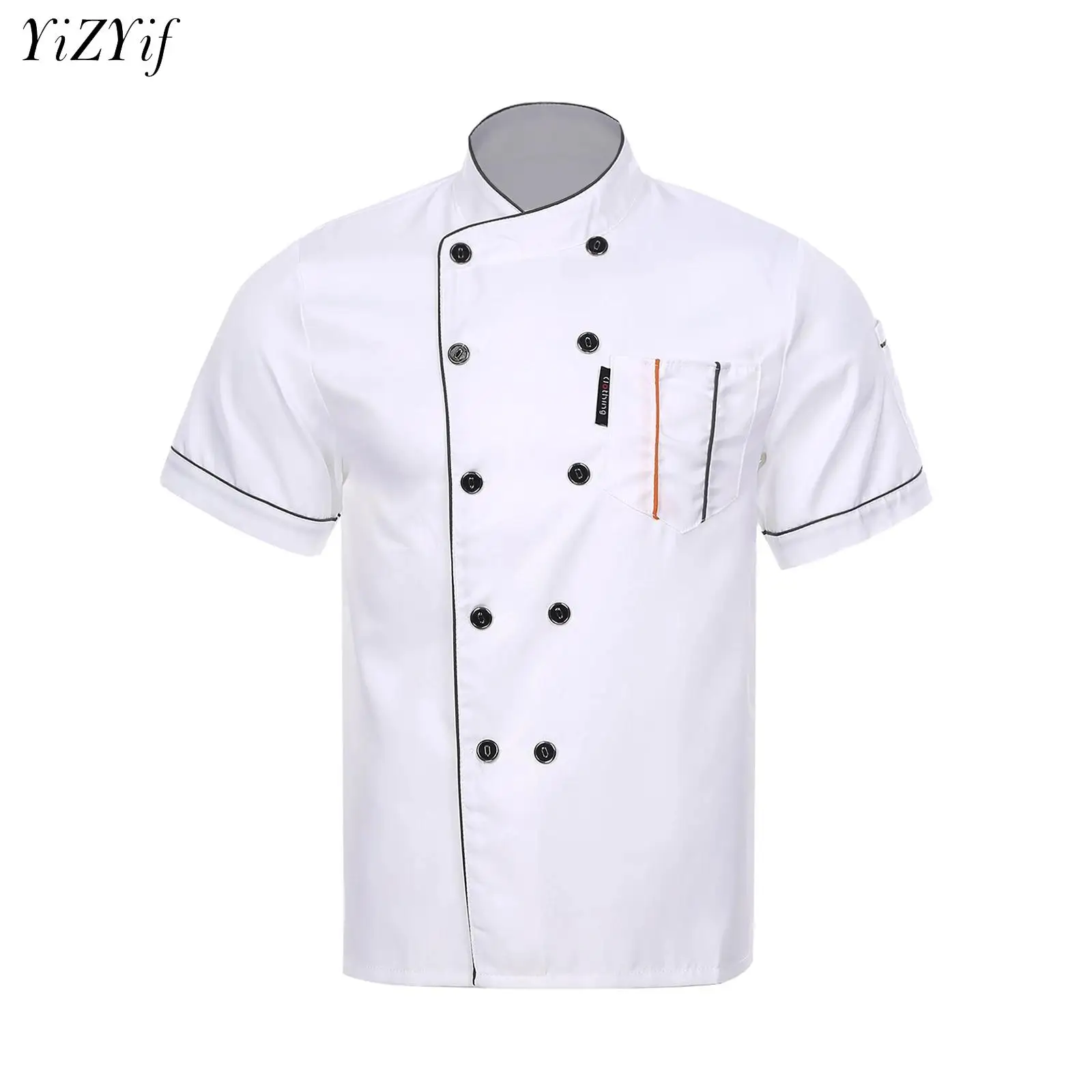 Women Men Chef Jacket Coat Double-Breasted Food Service Catering Work Uniform Restaurant Bakery Cooking Hotel Kitchen Workwear