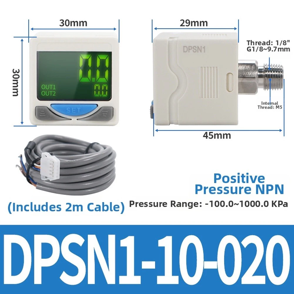 DC 12-24V Digital Pressure Monitoring Switch Controller 0 To -101kPa Air Pressure Regulator For Pneumatic Applications