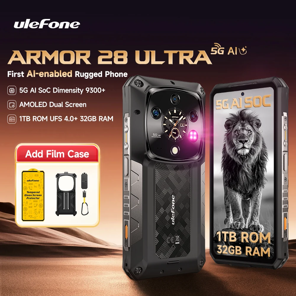 【Wereldpremière】Ulefone Armor 28 Ultra 5G AI robuuste telefoon 1TB ROM + 32GB RAM Android-smartphone AMOLED 6,67" 10600mAh mobiele telefoon