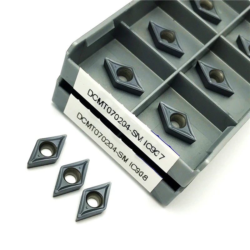 DCMT070204 SM IC907 DCMT070204 SM IC908 inserto de carburo herramienta de torneado interno herramienta de corte torno CNC inserto de torneado de alta calidad