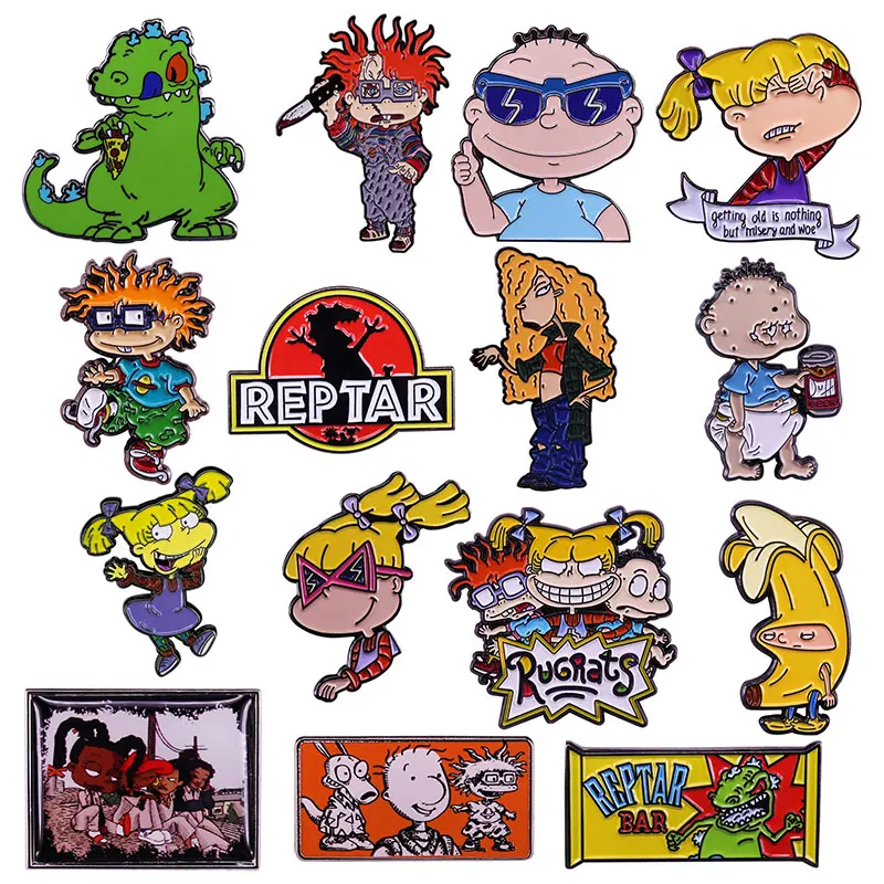 S-Rugrats Creativity Anime Lapel Pins Backpack Jeans Enamel Brooch Cute Dinosaur Pin Women Fashion Jewelry Gifts Cartoon Badges