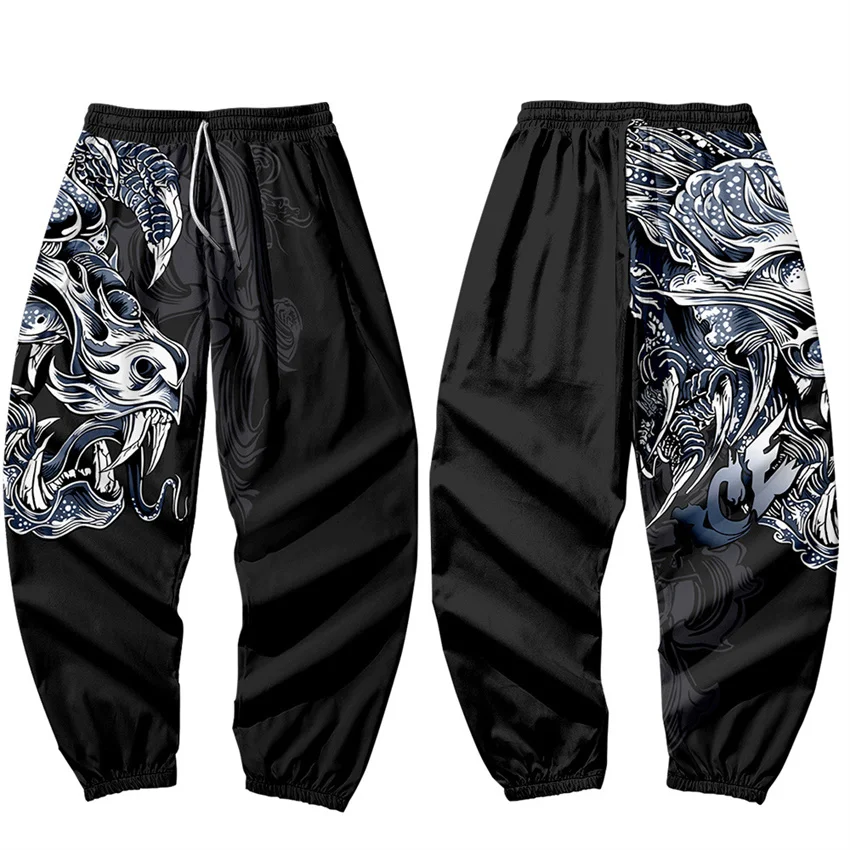 3D chinesische Drachen Harem Hosen Männer Jogger Jogging hose japanische Streetwear Männer Hosen Hosen Arbeit Herren Hosen