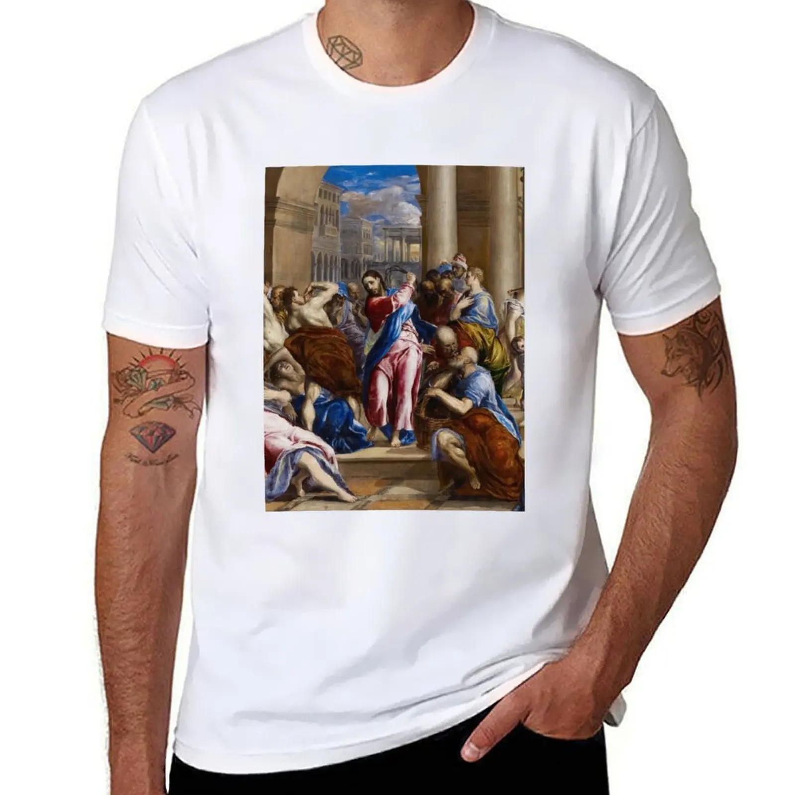 

Jesus Christ Driving the Money Changers from the Temple Christian art painting by El Greco Cleansing of the Temple 1600A T-Shirt