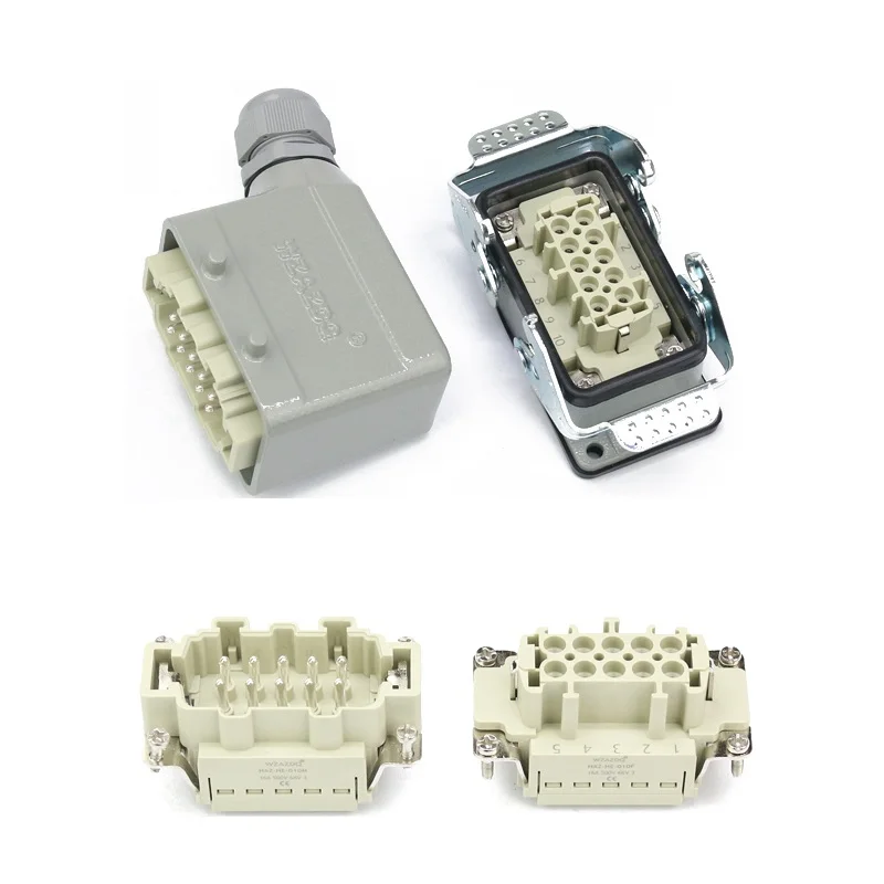 10 core new crimp heavy duty connector HDC-HE-010 Aviation Industry waterproof plug socket (more convenient and fast connection)
