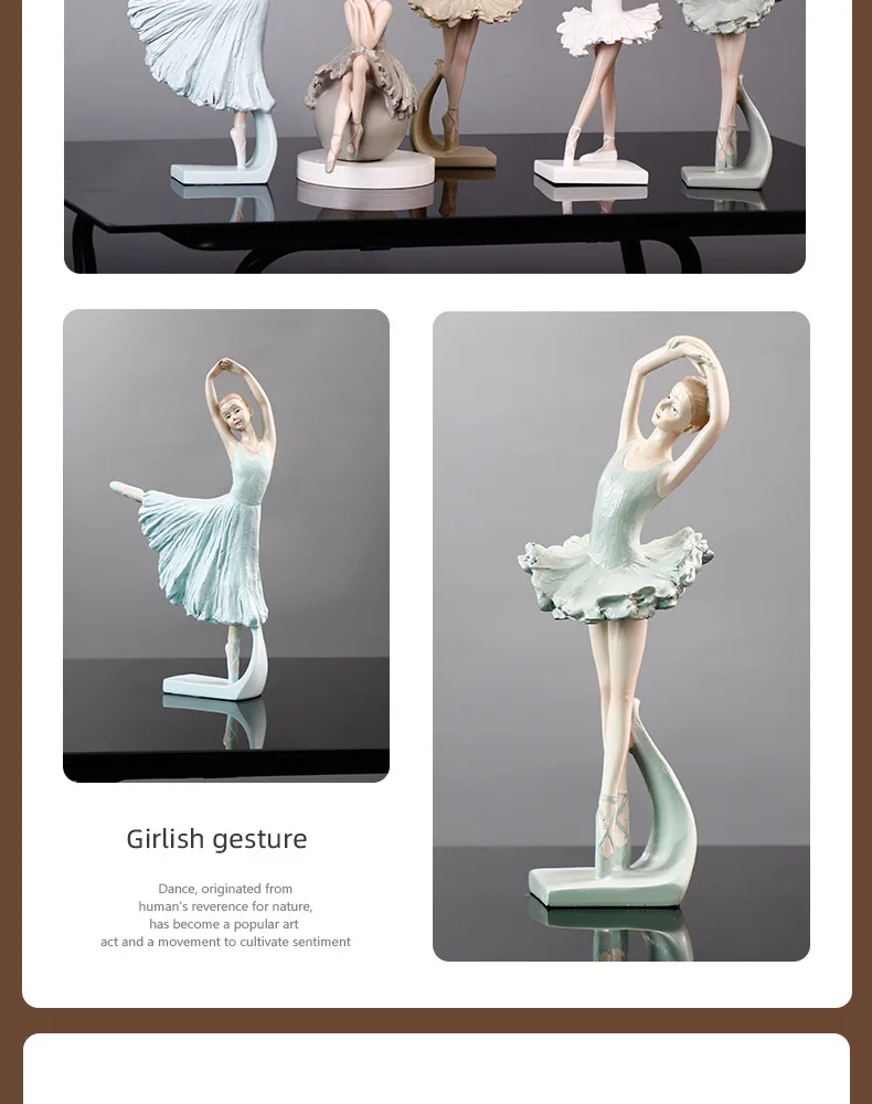 Ballet Girl Resin Figurine Ins Style Home Decor Room Art Ornament Birthday Gift for Girls