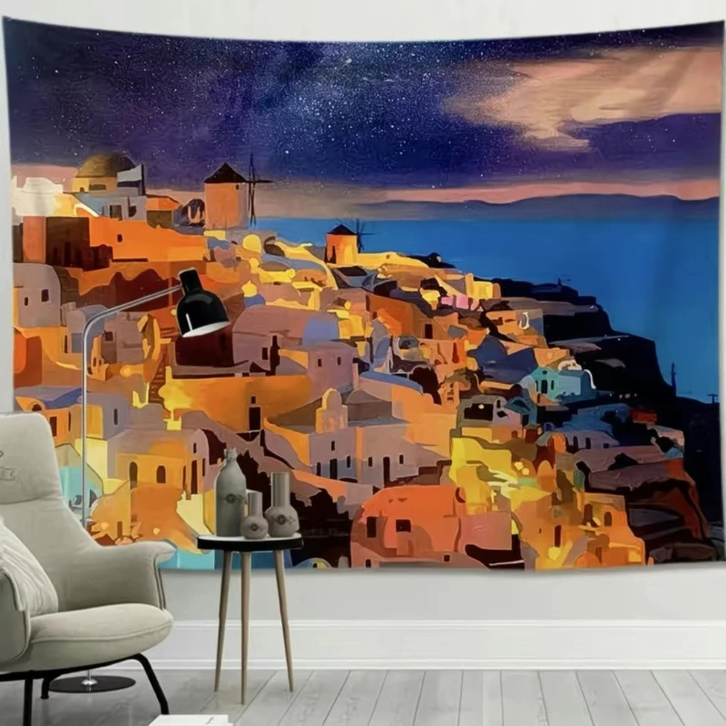 VIKAMA Anime Window View Wandteppich, ästhetischer Wandbehang mit Naturmotiv für Büro, Yoga-Raum, Schlafzimmer, Wohnzimmer, Dekoration