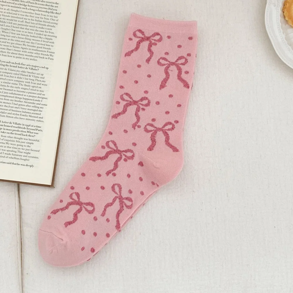 5 Pair Korean Style Women Socks Fashion Long Casual Autumn Winter Cute Round Dot Funny Bow Lady Socks Middle Tube Sokken Vrouwen