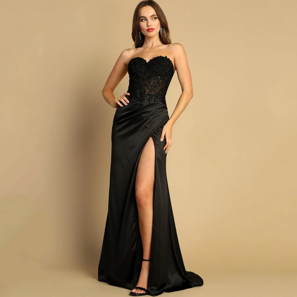 Aangepaste elegante galajurken Sweetheart hals formele gelegenheid feestjurken kant zeemeermin avondjurk split vestido de novia