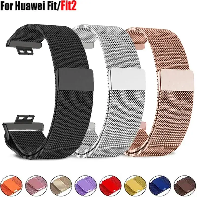 

Ремешок с магнитной петлей для часов Huawei Fit 2, аксессуары для ремешков, браслет из нержавеющей стали для часов huawei, подходит для металлических браслетов