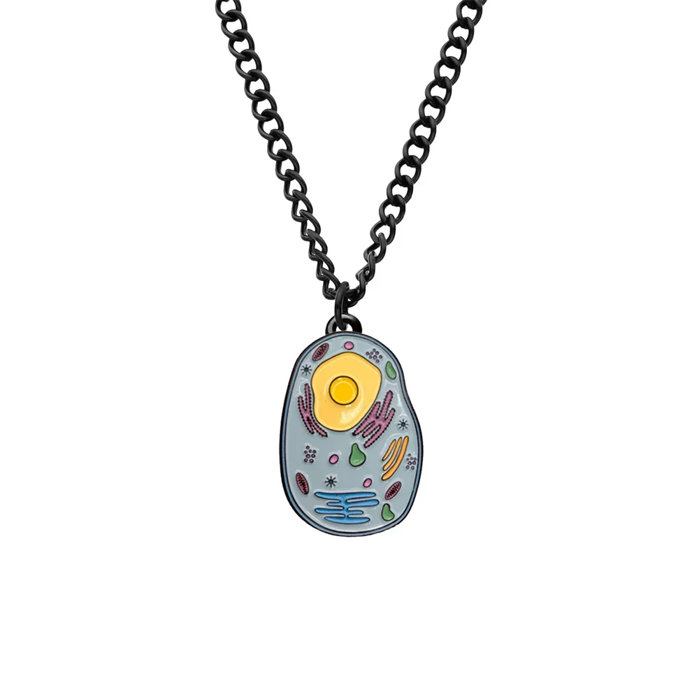 Harong Animal Cell Enamel Necklace Exquisite Cute Biology Science Pendant for Microbiologist Biologist Metal Jewelry Gift