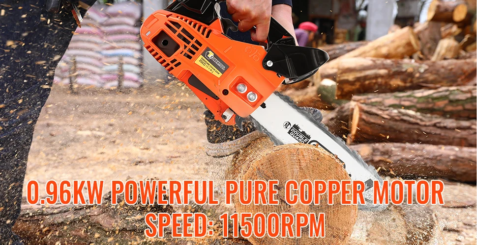 CONENTOOL 12 Inch Oil Chainsaw Wood Logging Cutting Electric Chain Saw Pruning Branches One-Handheld Garden Tools Chain Saw 25CC