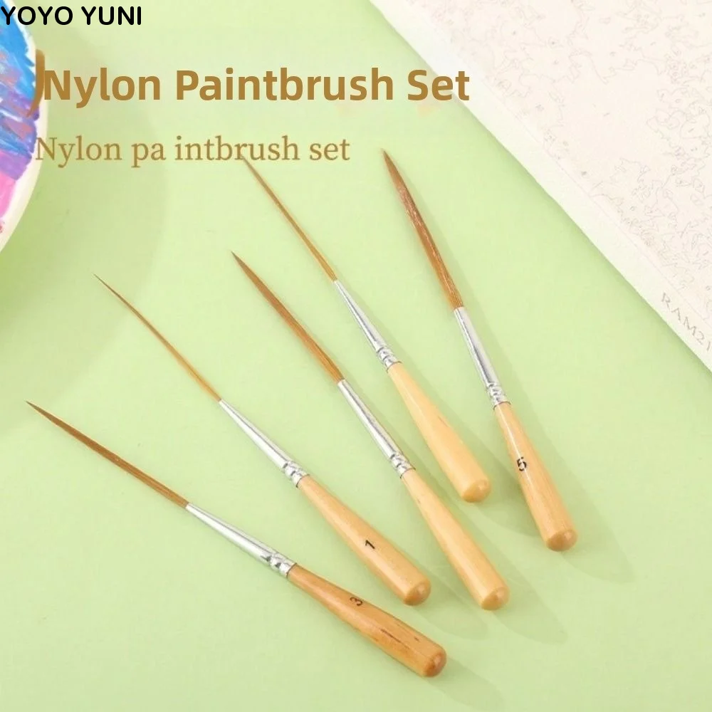 

5Pcs Soft Elastic Bristles Long Line Brush Set Wood Handle Creating Edge Border Watercolor Drawing Brushes Smooth Strokes