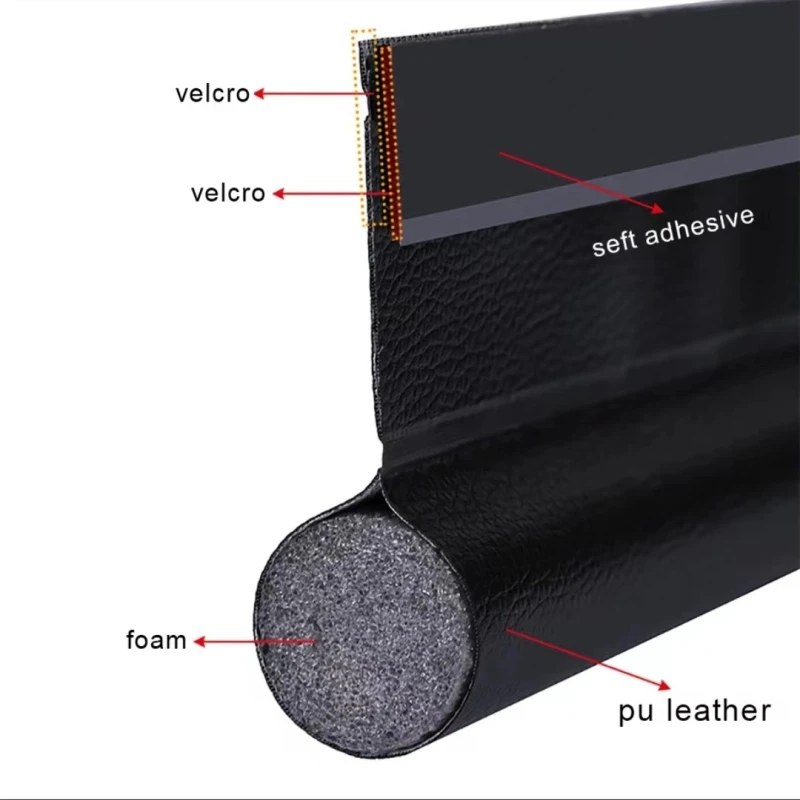 96cm 1-4pcs Flexible Door Seal Strip Soundproof Windproof Cuttable Anti-cold Washable Door Gap Weatherstrip Self Adhesive Strip