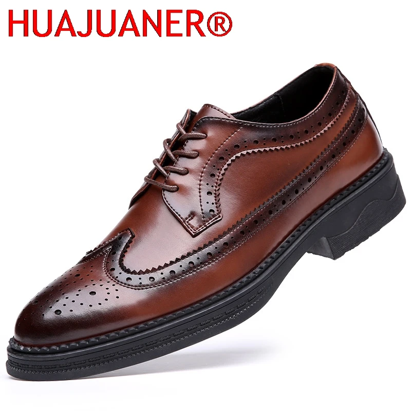 

Men's Business Formal Dress Shoes Thick Sole Oxford Leather Shoes British Style Casual Wedding Shoes for Groom Groomsmen Office