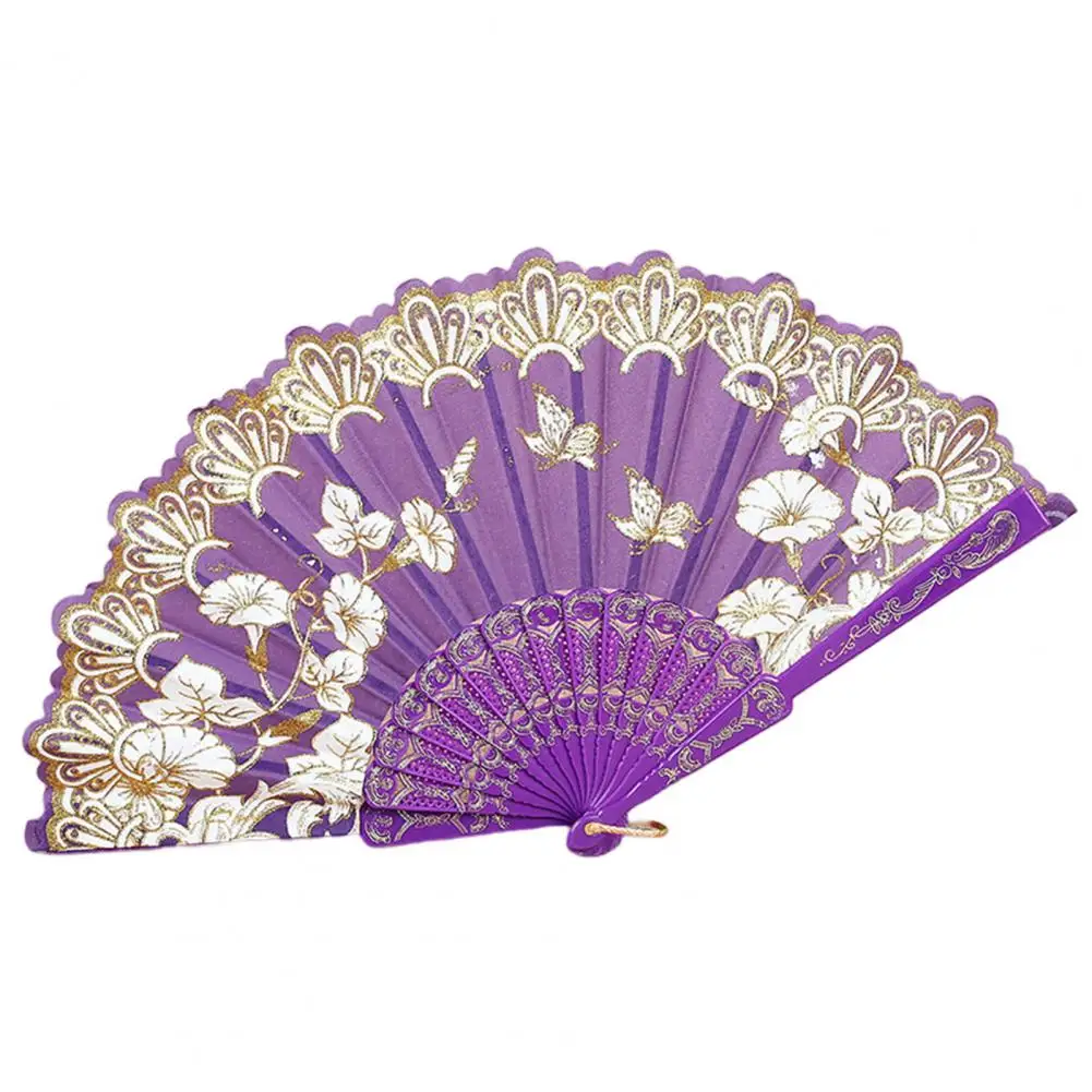 Retro Chinese Style Folding Fan Hand Held Fan Floral Dance Performances Party Custom Art Props Decoration Wedding Gift For Guest