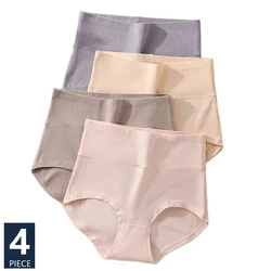 4Pcs/Set High Waist Cotton Women Panties Body Shaper Underwear Sexy Ladies Slimming Briefs Solid Plus Size L-3XL Female Lingerie