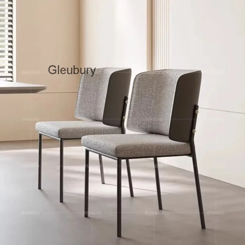 Two-Tone Modern Upholstered Dining Chair with Fabric Seat and Backrest Metal Frame Accent Chair for Dining Room, Living Room