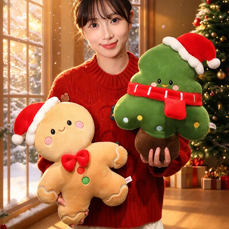 Cute Christmas Plush Doll , Santa Claus Gingerbread Man Christmas Tree Snowman Stuffed Toy, Soft Xmas Plush for gifts.