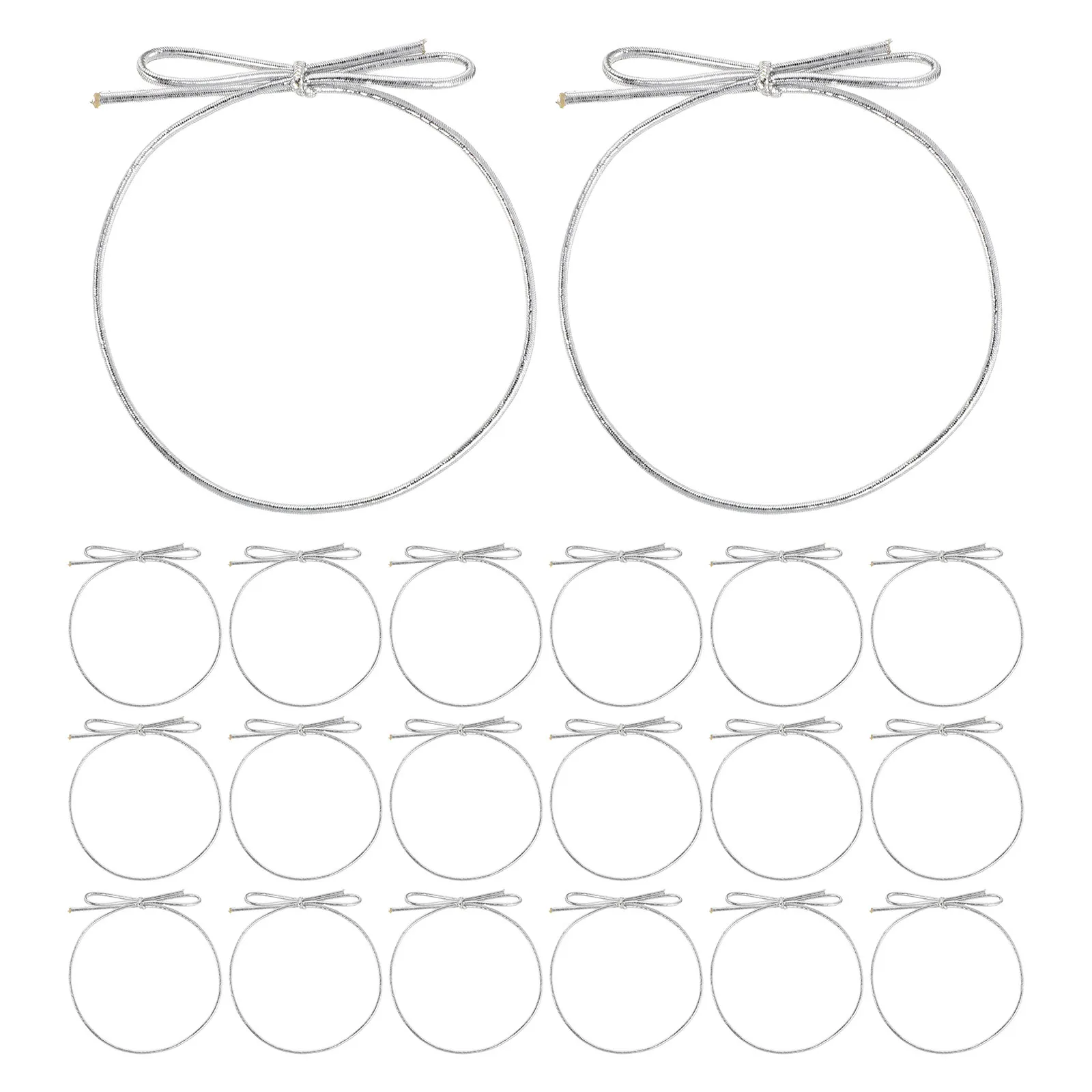 100Pcs Slim Elastic Wrapping Cord Metallic Pre Tied Stretch Loops Bows Gift Box Packaging Party Wedding Favor Decorative