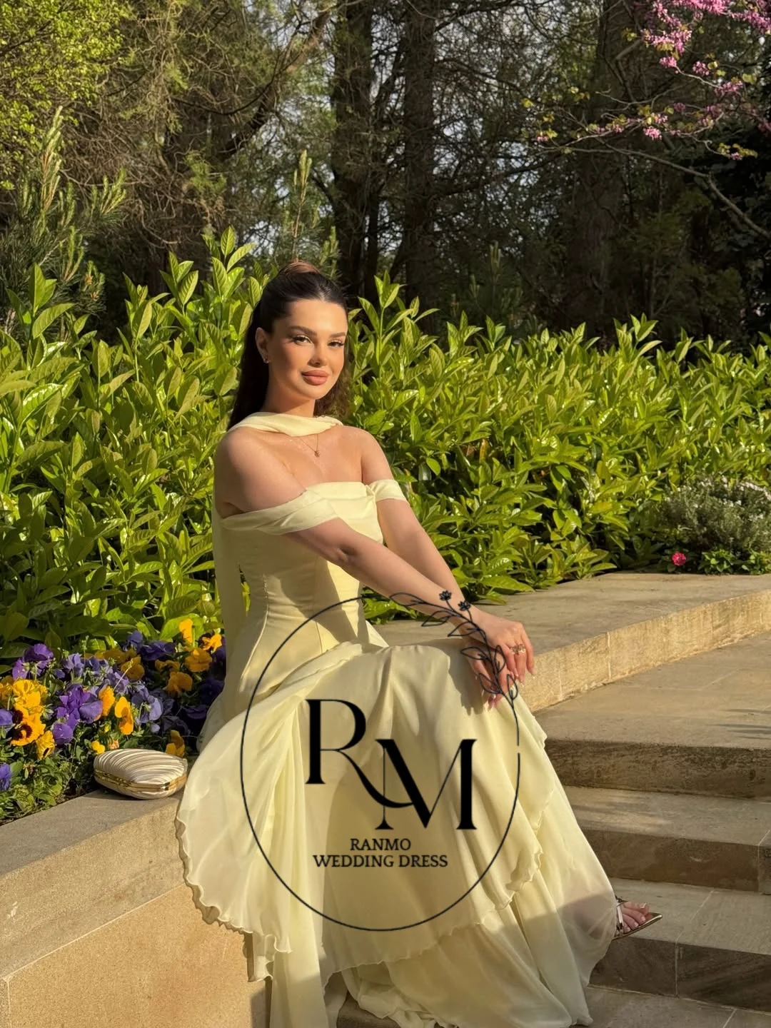 Ranmo Prom Gown Yellow Strapless 2026 A Line Ruffled Party Gown Chiffon Floor Length Evening Dress Vestidos De Gala Customized view 3