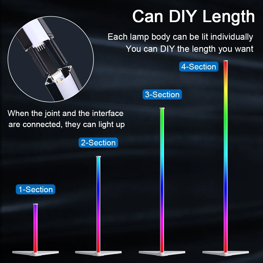 140cm Living Room Corner Floor Lamp Bluetooth Smart RGB Mood Light for Bedroom Nordic Home Decor Table Lamp Stand lighting