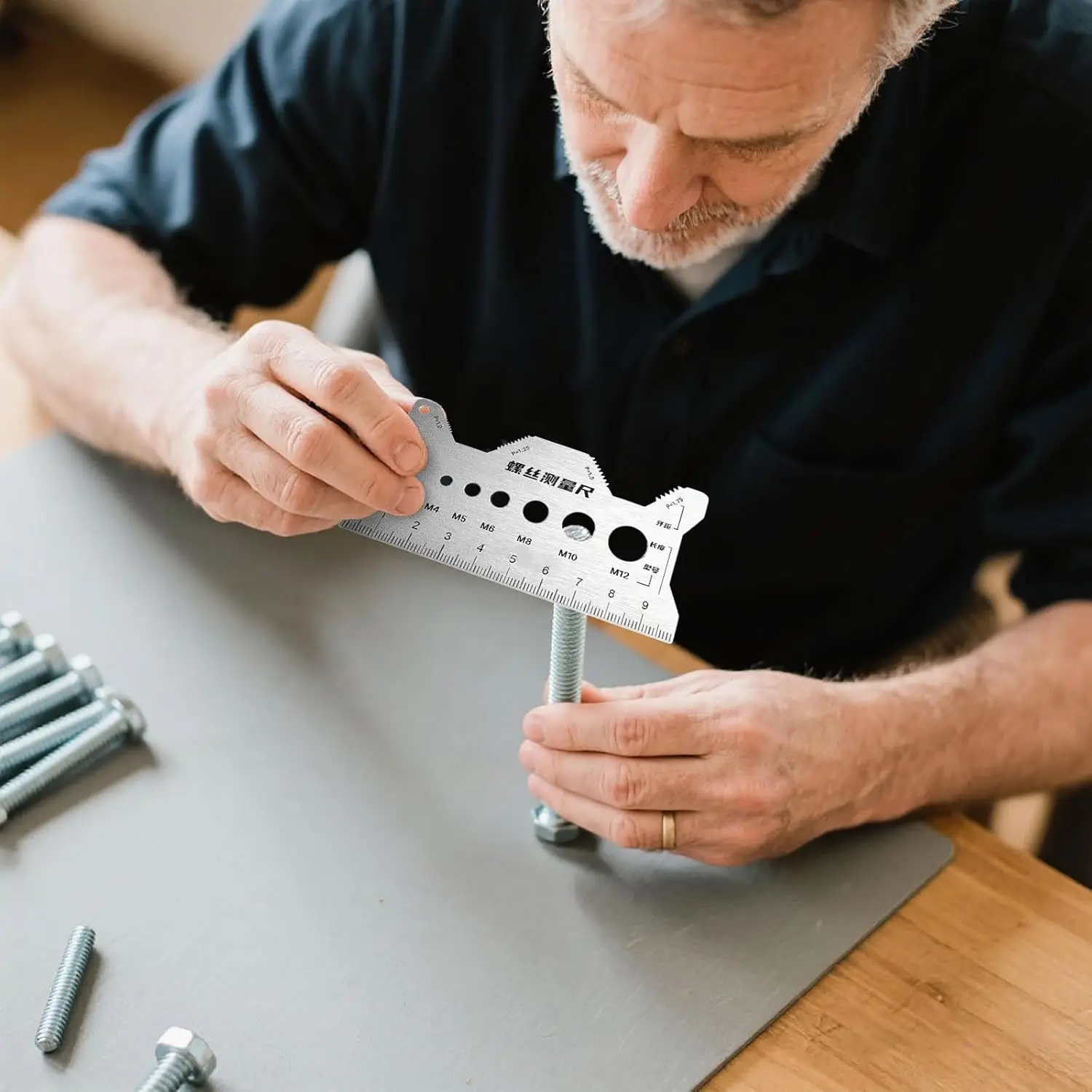 Bolt Measuring Tool Bolt Thread Stainless Steel Caliper Flat Double-Sided Screw Measuring Device for Pattern Jewelry Watch