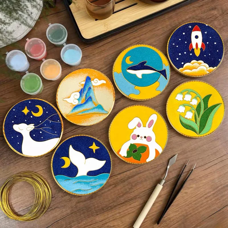 Peinture en émail cloisonné peinte à la main, bricolage en filigrane, paquet de matériel miroir, Culture traditionnelle Non héritage