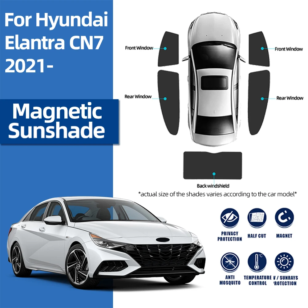 

For Hyundai Elantra CN7 AVANTE 2021-2024 Magnetic Car Sunshade Shield Front Windshield Curtain Rear Side Baby Window Sun Shade