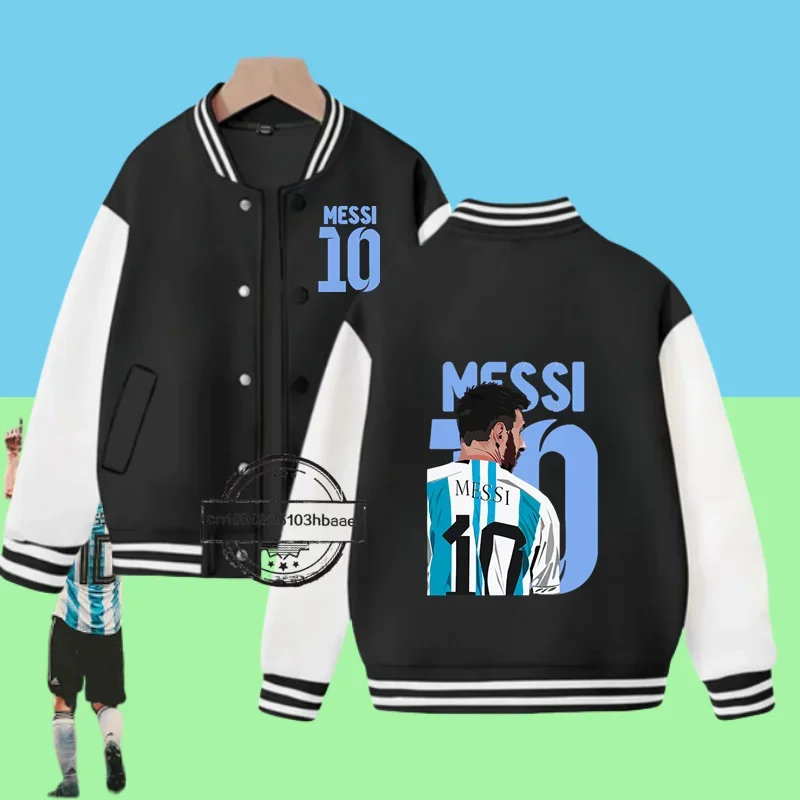 Soccer star Messi Fall/Winter Jacket Kids baseball uniform Sweatshirt for boys and girls 2-14 years old Gift cartoon printedcoat