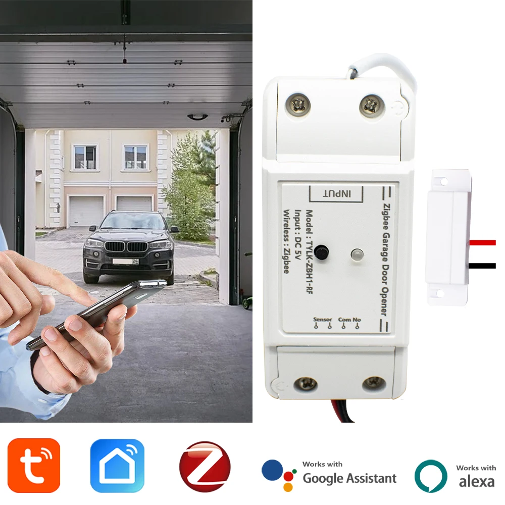 

Tuya Garage Door Opener Zigbee Wireless Control RF433 Timer Schedule Alexa Google Assistant Compatible, Zigbee gateway required