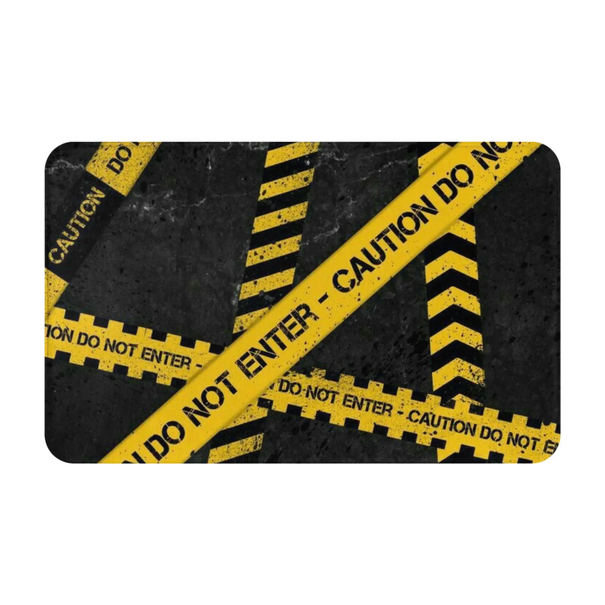 Caution Tape Danger Warning Pattern Doormat Bath Kitchen Mat  Washable Home Decoration