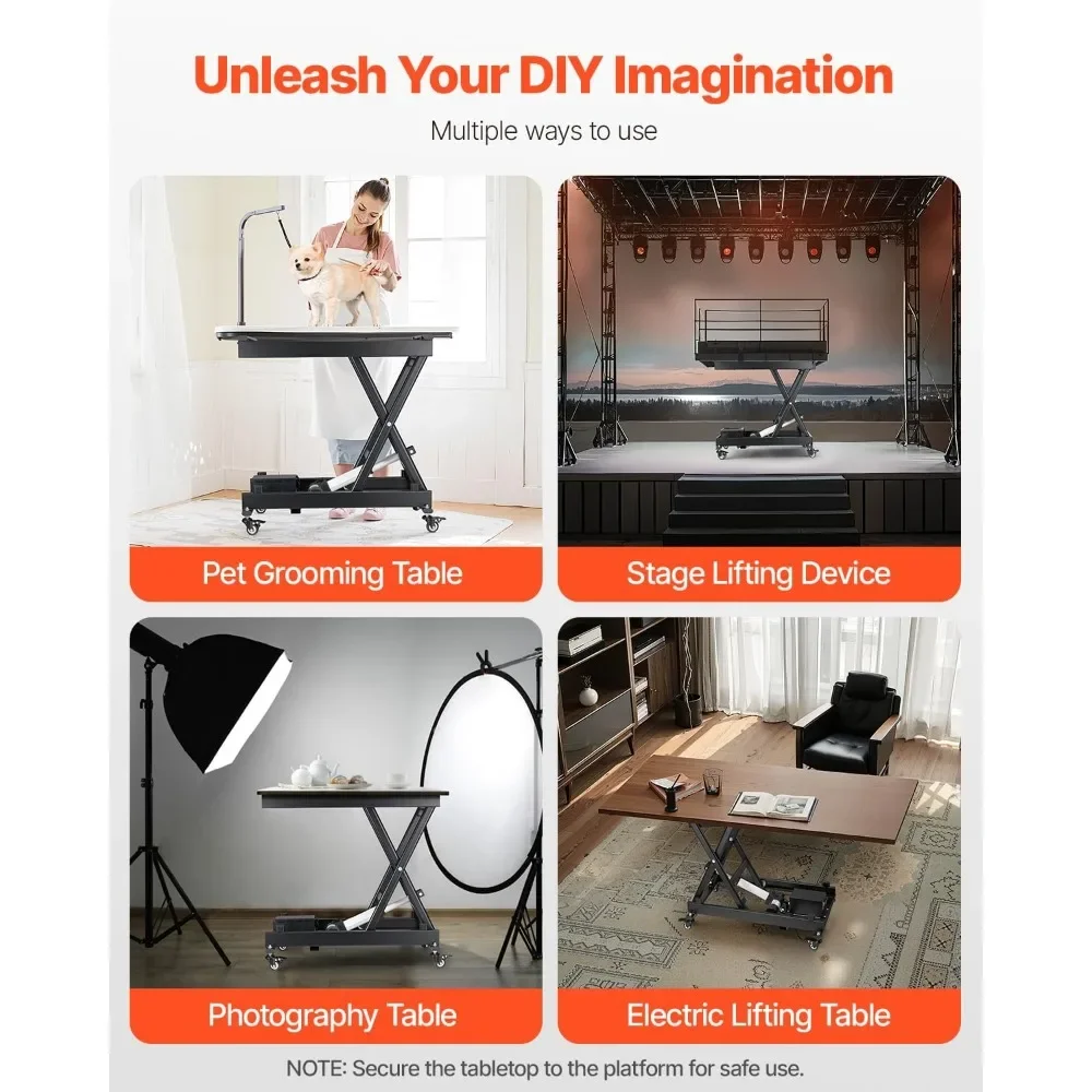 Electric Lift Table, 330 lbs Capacity Single Scissor Lift Table, 8-28 in Height Adjustable Lifting Platform, Coffee Table Lift