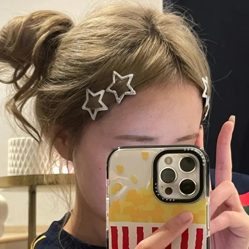 1/10pcs Girls Star BB Hair Clips Women Cute Metal Silver Star Hair Clips Side Barrettes Hair Grip Y2K Hair Accessories Headwear