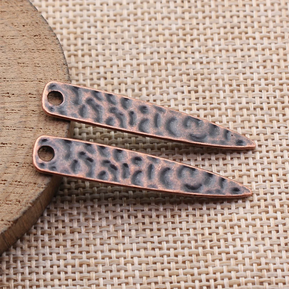 10pcs 42x7.6mm Antique Copper Color Hammered Cone-Shaped Charms Pendant DIY Jewelry Materials