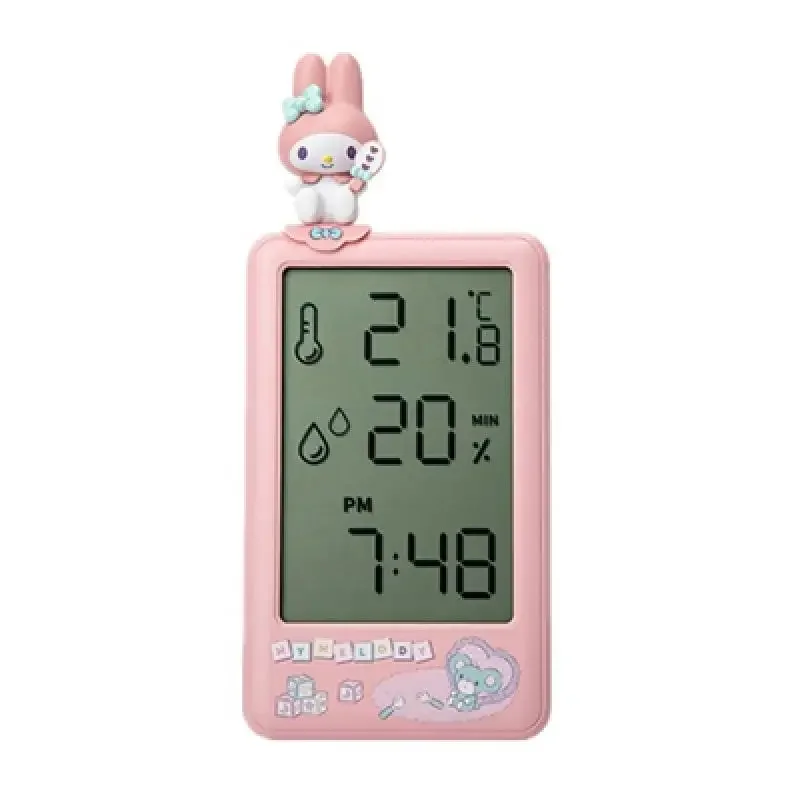Sanrio 만화 홈 전자 온도 및 습도 측정기 온도계 마이 멜로디 Kuromi Kawaii 애니메이션 플러시 장난감 친구 선물