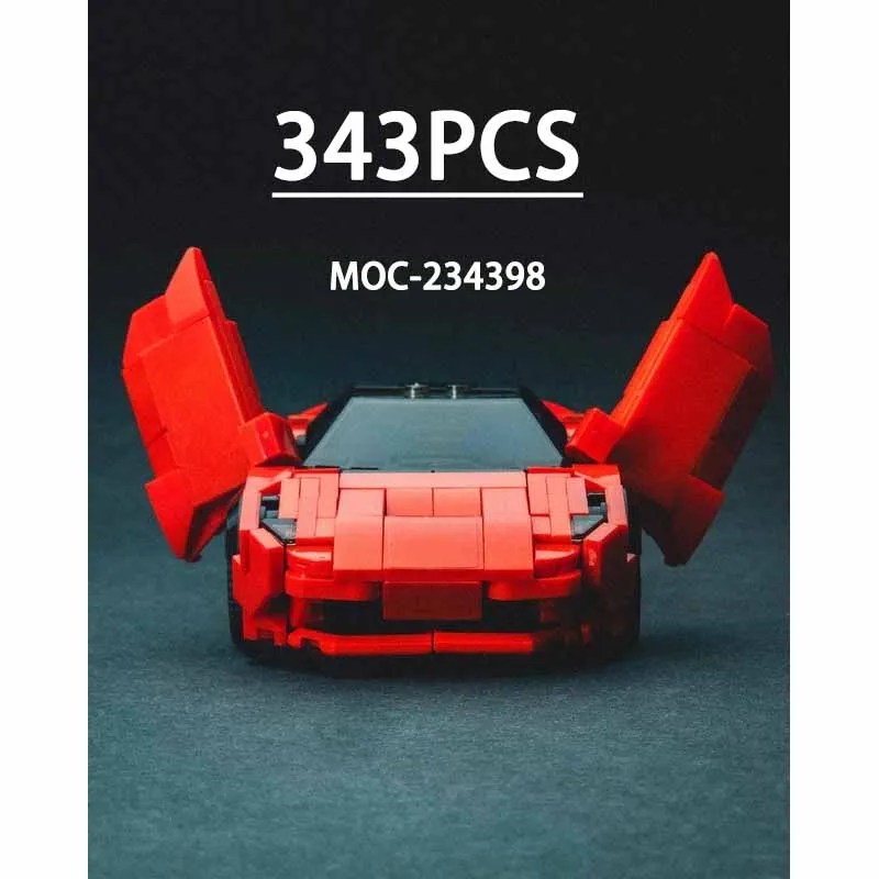 f1-レーシング-ブリック-moc-234398-8-ピース-チェッカー-カー-343-ピース、子供の誕生日プレゼント-クリスマス-おもちゃ-ギフト