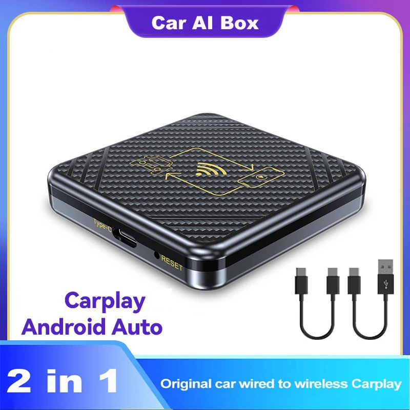 

2 в 1 беспроводной адаптер Carplay для Apple iOS Android Auto AI Box Smart USB Plug and Play для Havel Kia Volvo Audi MG VW Hyundai