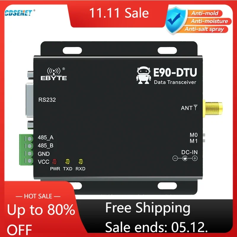 

433MHz Wireless Digital Radio CDSENET E90-DTU(400SL33) Automatic Relay 33dbm 16km RS485 RS232 Modbus LBT RSSI SX1262 SX1268
