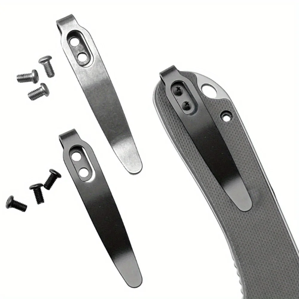 2/1Set Stainless Steel Fold Knife Pocket Clip Back Clamp With 3pcs Screws DIY Make Accessories Parts