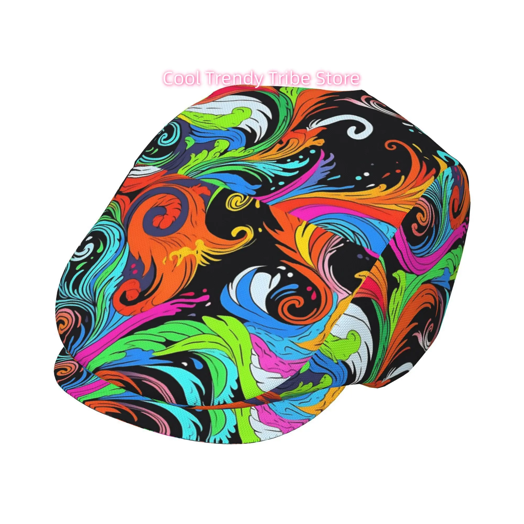 1pc Retro Full-Face Print Beret - Unisex Adjustable Newsboy Cap Suitable for Golf, Outdoor Sports, Formal Events & Winter Resort