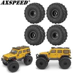 AXSPEED 4PCS 1.0 Inch Wheel Tires Rubber Tyres Plastic Wheels Rims Hubs for 1/18 TRX4M 1/24 Axial SCX24 FCX24 FMS Upgrade Parts