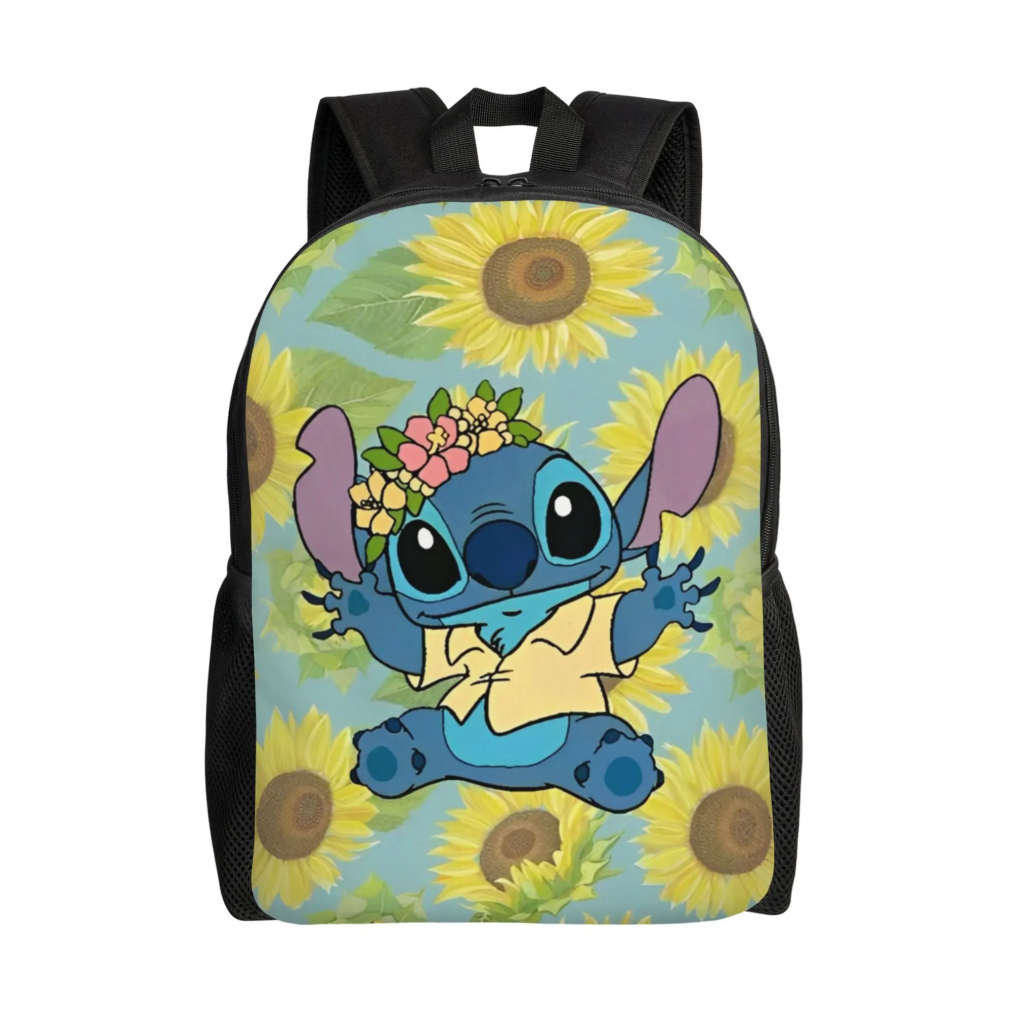 

Повседневный рюкзак с мультяшным принтом Стич, спортивный, для старшей школы, деловой, с подсолнухами, милый городской рюкзак для мужчин и женщин, сумка через плечо для ноутбука
