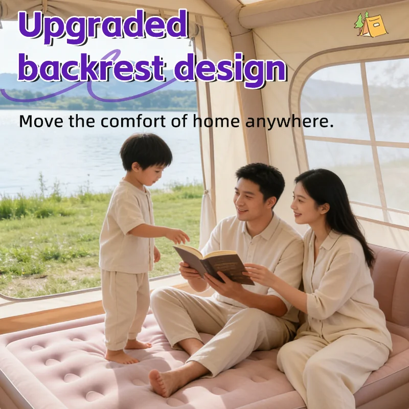 Inflatable Air Mattress with Built-in Electric Pump Portable Air Bed Self Inflating Blow Up Mattress for Home Camping Guest Bed