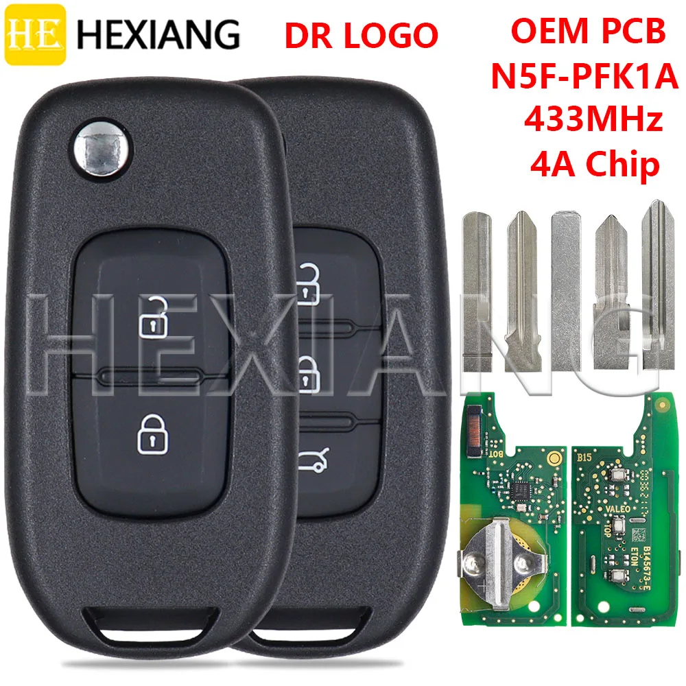 HE OEM PCB Board N5F-PFK1A 4A Chip 433MHz Replacement Car Remote Key For Renault Logan Duster Sandero Oroch