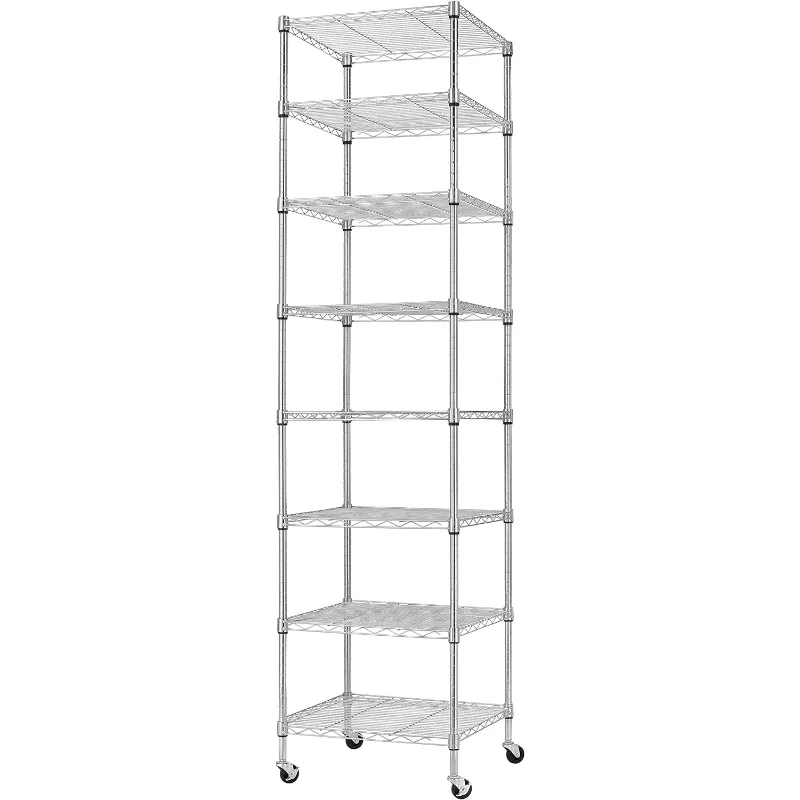 

8 Tier Wire Shelving with Wheels 18x18x72.8-inches 8 Shelves Storage Rack Thicken Steel Tube