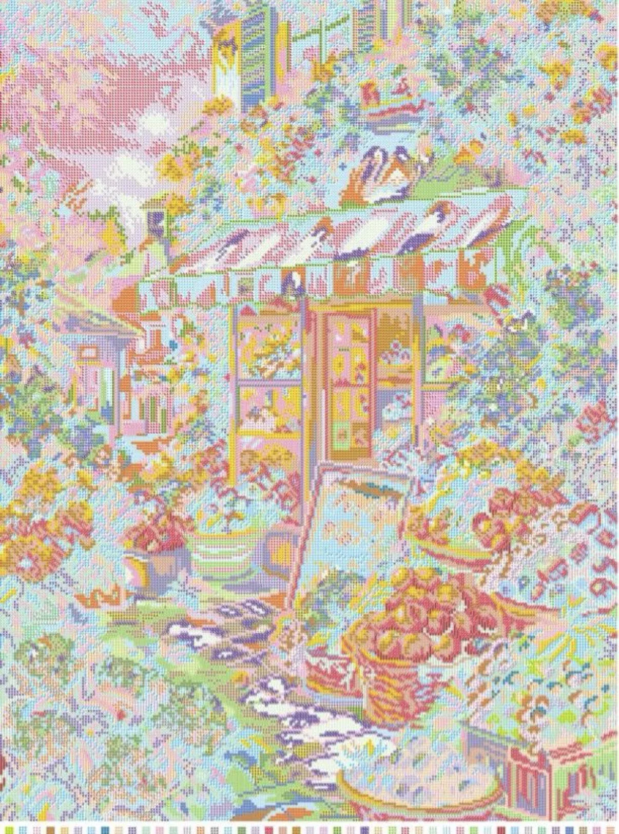 9ct 75x95cm Flowers Fruits Embroidery DIY Chinese Style Printed Kits Cross Stitch Needlework Home Decor Crafts 68 Colors