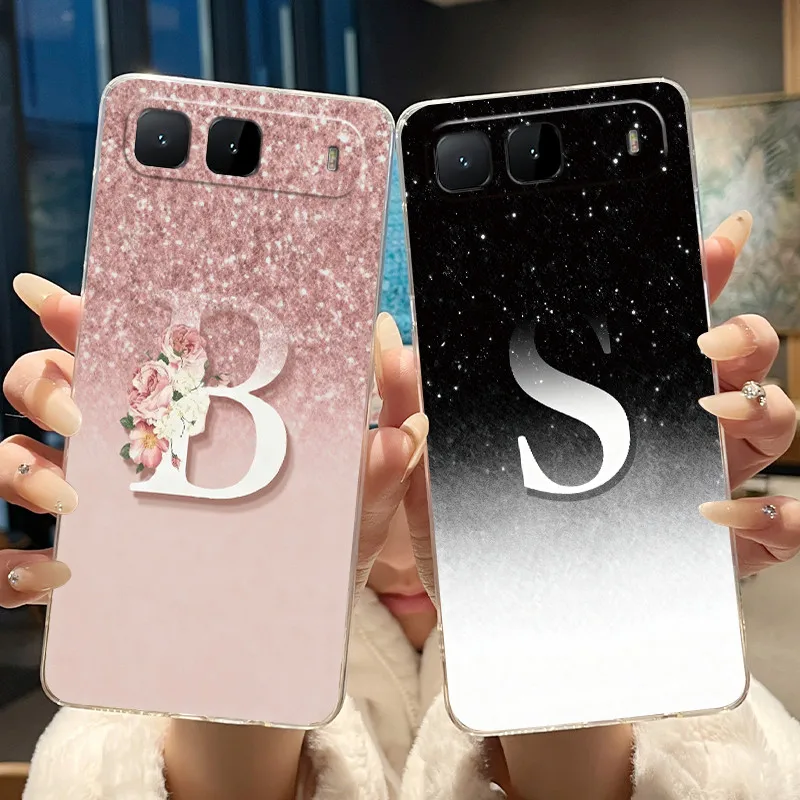 

For Infinix Hot 60i 5G Case Infinix Hot 60i 5G Phone Case Infinix X6730 Luxury Elegant Initial Letter Clear Silicon Soft Cover